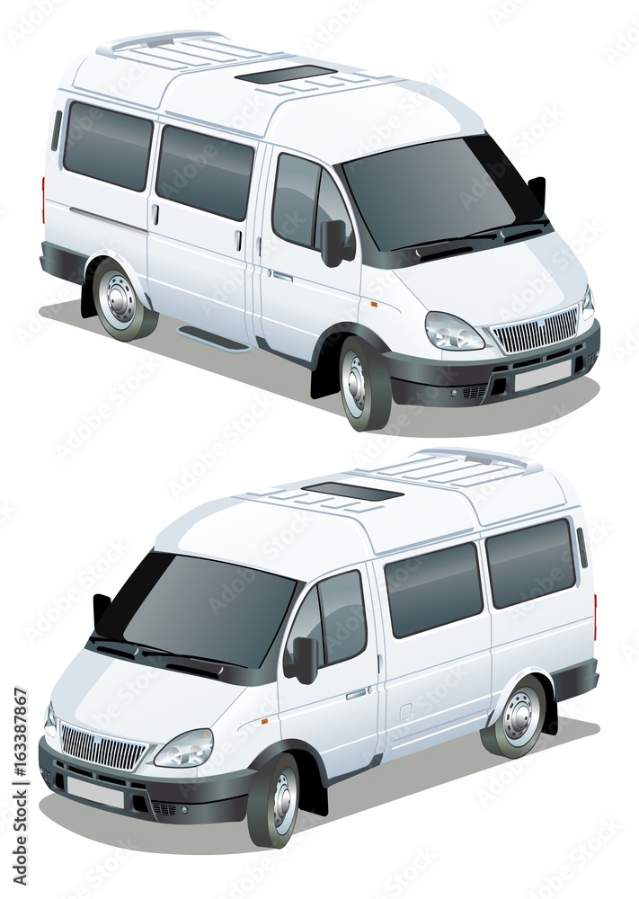delivery vans isometric set Available EPS-10 separated by groups and layers for easy edit