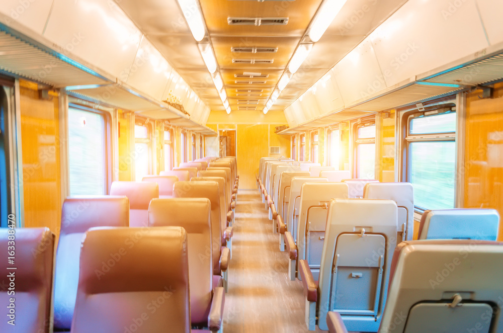 Passenger seat train, concept trip movement, the effect of movement outside the window