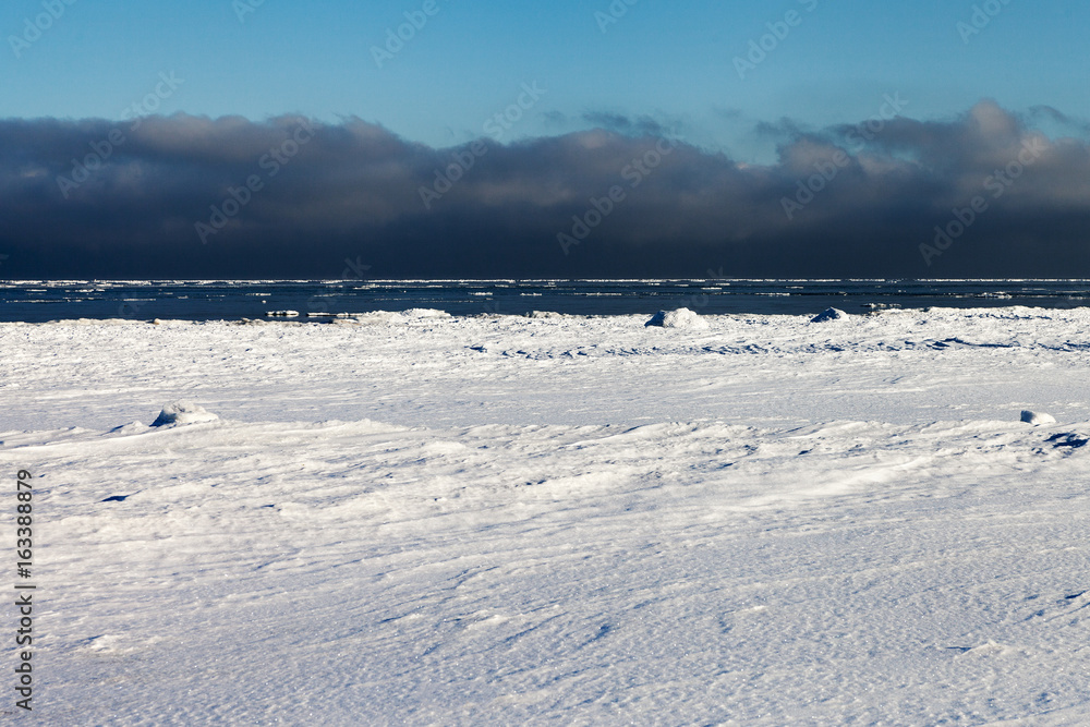 Icy gulf of Riga, Baltic sea.