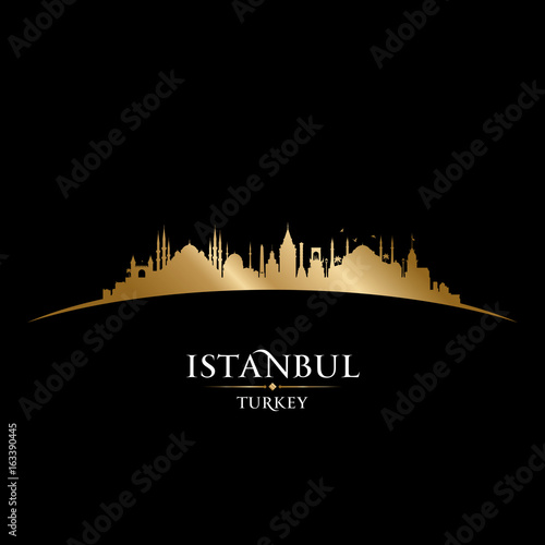 Istanbul Turkey city skyline silhouette black background