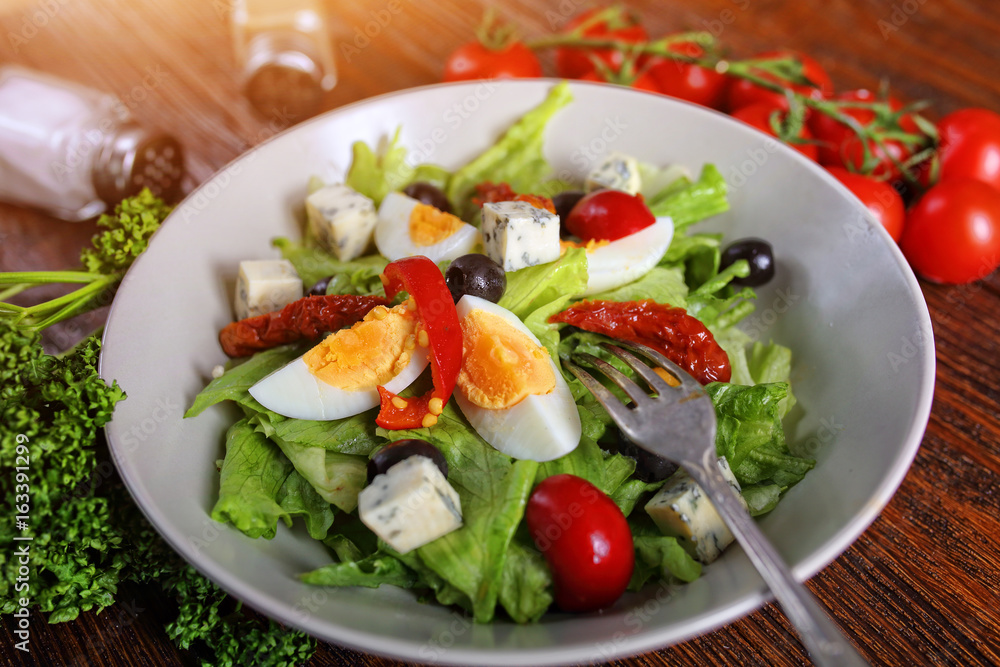 Nice salad served in the restaurant