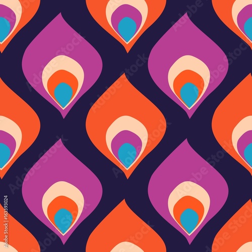 Abstract peacock bird feather seamless pattern.