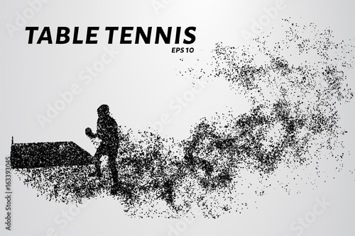Table tennis from the particles. Table tennis of dots and circles.