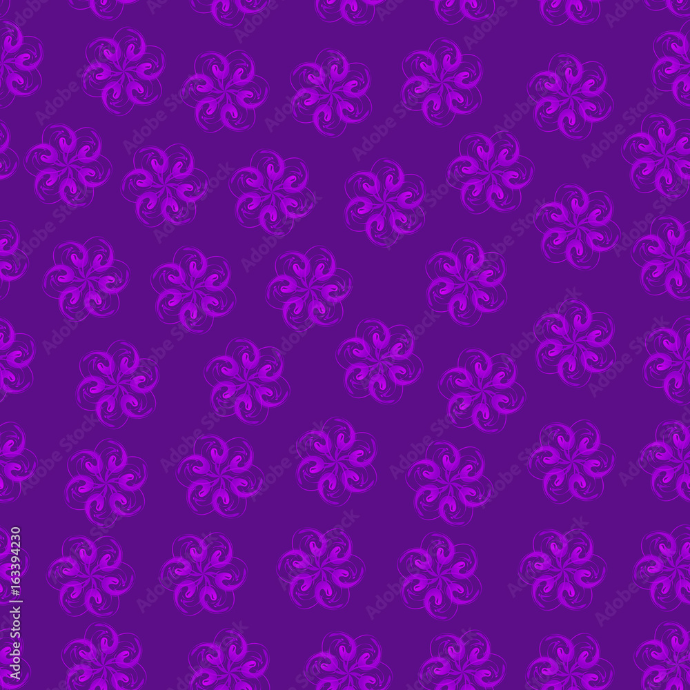 Purple abstract flowers on purple background