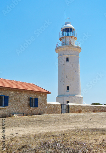 Lighthouse in archaeological park in Kato Paphos  Cyprus.