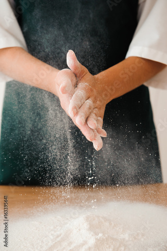 Chef preparing dough - cooking process