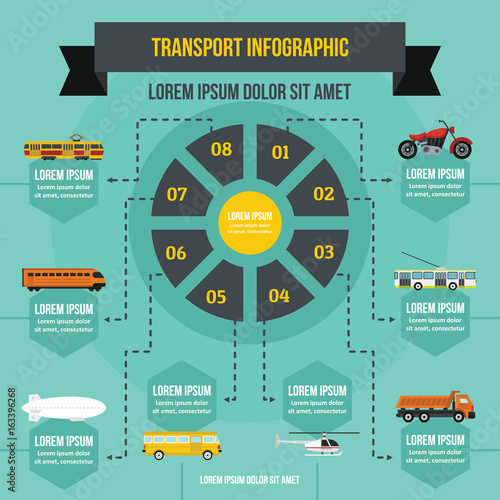 Transport infographic concept, flat style
