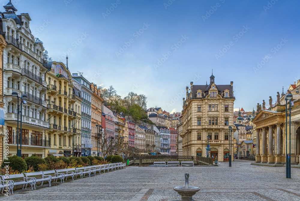 square in Karlovy Vary, Czech republic