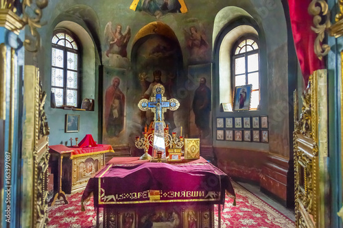 Ancient Mosaics Icons Rectory Saint Michael Vydubytsky Monastery Kiev Ukraine photo