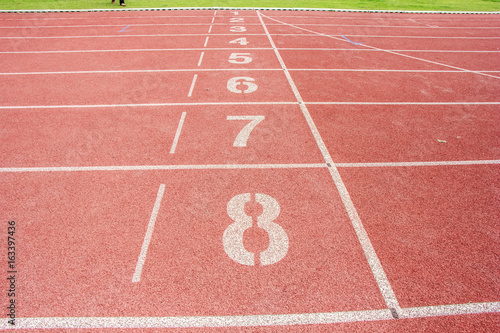 Running track number in stadium.