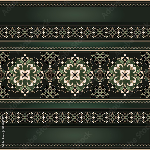 Vector line art seamless border for design template.