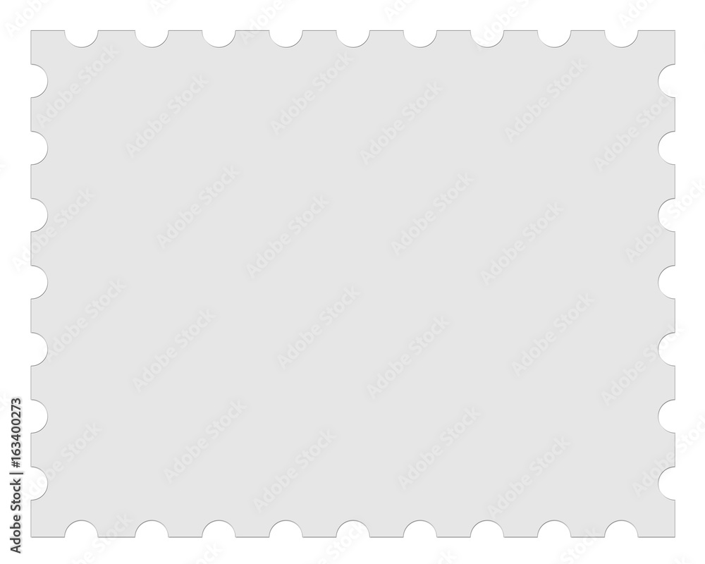 Blank Gray Postage Stamp, 3d illustration on white background