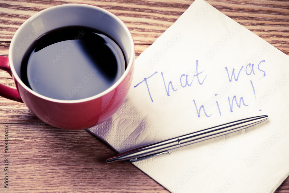 Romantic message written on napkin Romantic message written on napkin