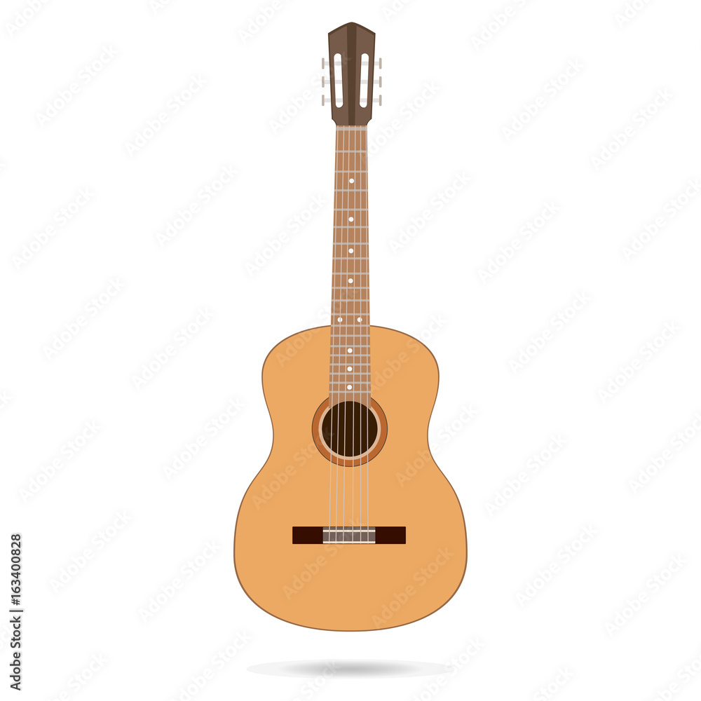 Classical acoustic guitar vector illustration.