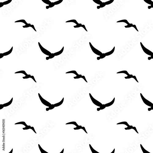 Seamless patterns image silhouettes of birds. Vector illustration. Marine theme. Birds,seagull are flying. Modern stylish abstract texture. Template for prints, textile, wrapping and decoration. © tanyushka81_81