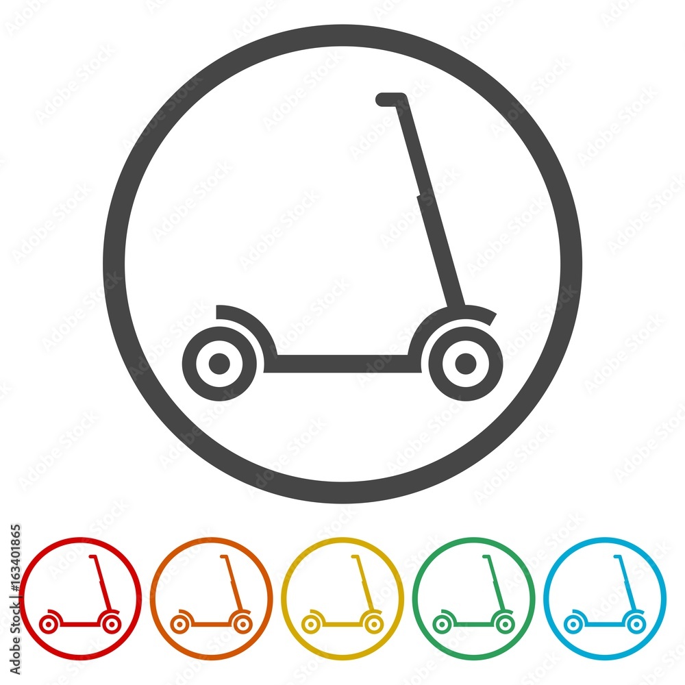 Kick scooter icons set illustration in a flat style - Illustration Kick scooter icons set illustration in a flat style - Illustration