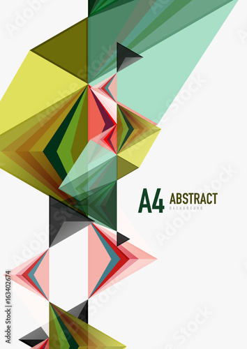 Free Download Triangular low poly vector a4 size geometric abstract template - GFXLoad