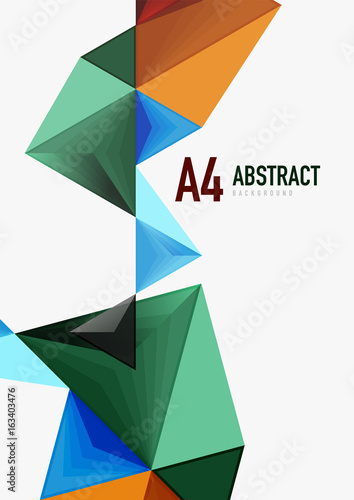 Free Download Triangular low poly vector a4 size geometric abstract template - GFXLoad