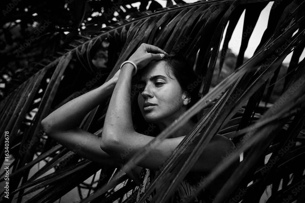 Black and white palm top tree bikini