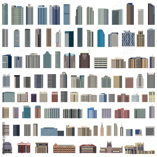buildings flat style illustrations vector set