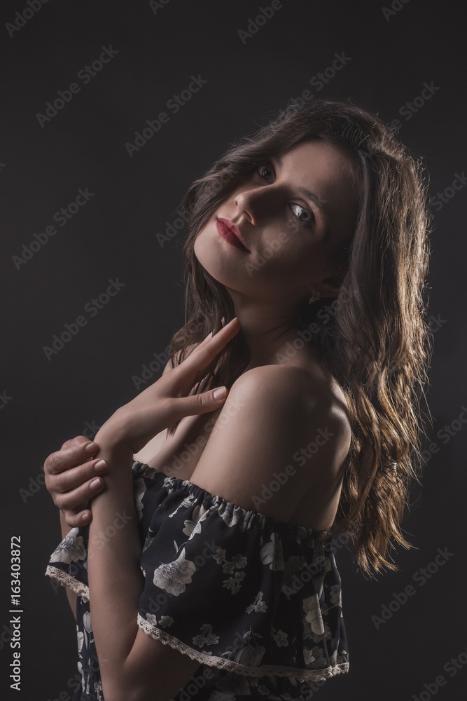 Naklejka premium Sensual young model with a long hair