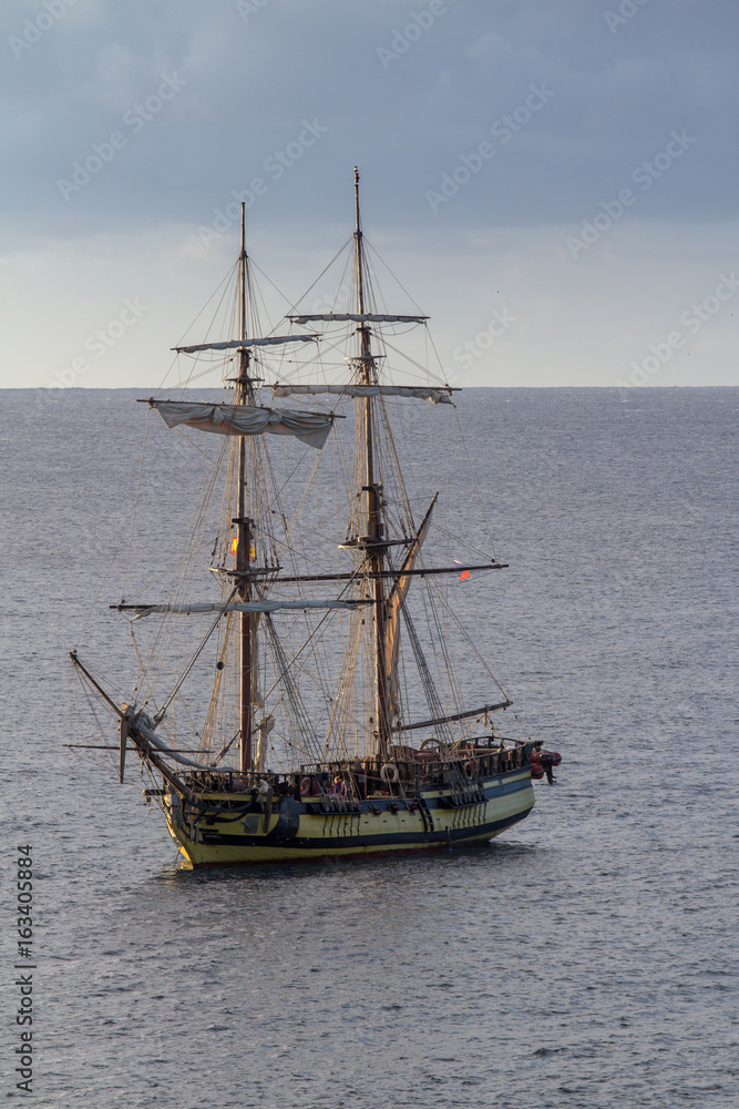 Old classic wooden sailing boat