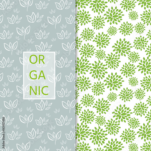 Two seamless and fresh pattern with branches leaves