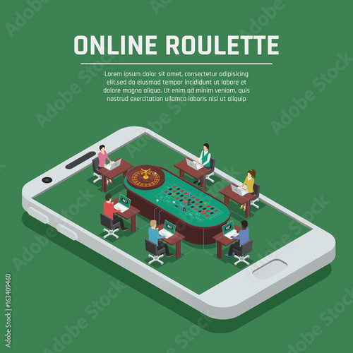 Online Roulette Isometric Smartphone Poster