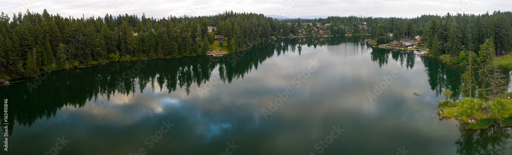 Fototapeta premium Lake Wilderness - Maple Valley Washington Panoramic Aerial Photo
