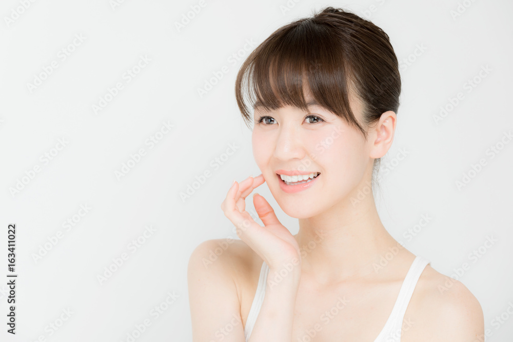 attractive asian woman beauty image on white background