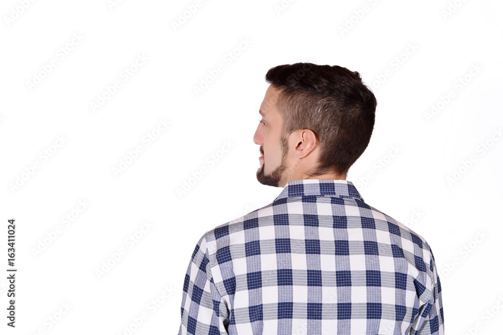 Back view of man. Back view of man.