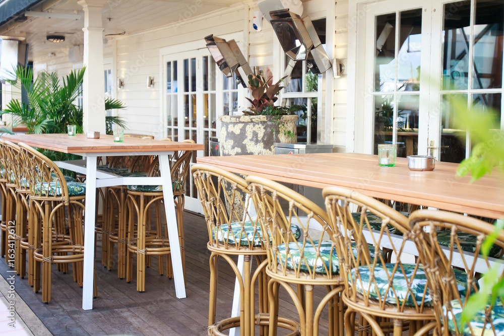 Naklejka premium tables in street cafe