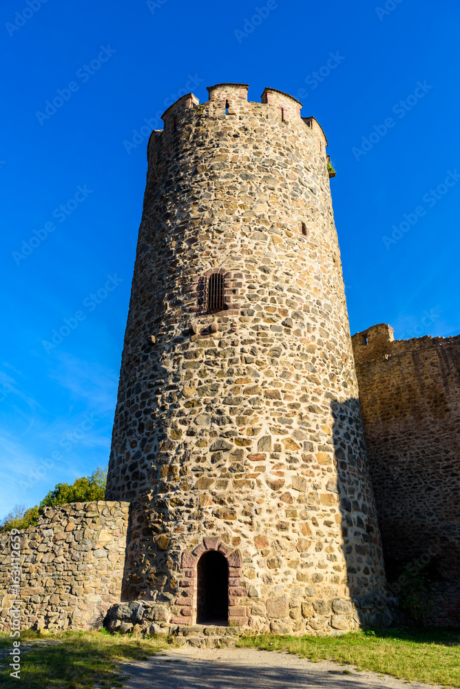 Ruin and Tower at Chateau de Kaysersberg -  Watchtower at village in alsace - France