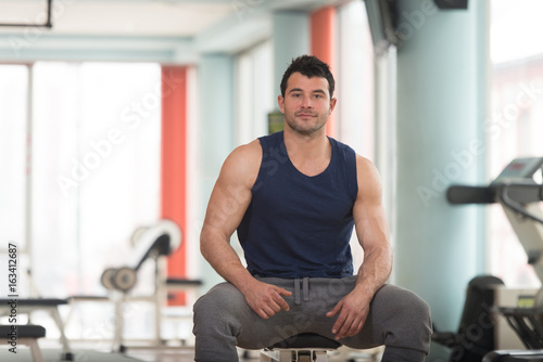 Athlete Resting In Gym Afther Exercise