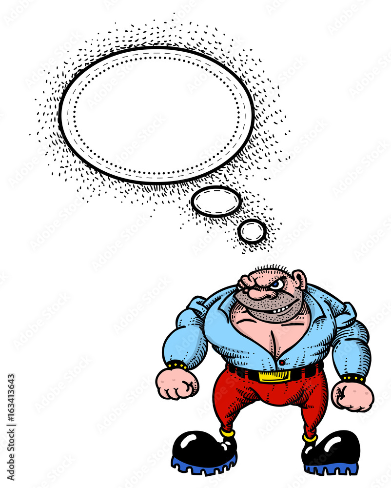 Obraz premium Cartoon image of tough man. An artistic freehand picture.