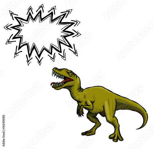 Cartoon image of dinosaur. An artistic freehand picture.