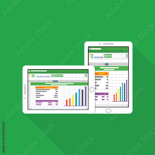 Spreadsheet icon Tablet Computer flat vector illustration