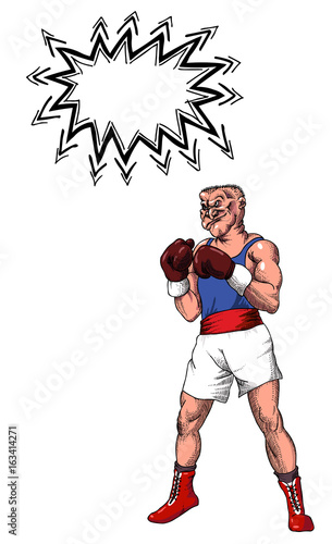 Cartoon image of boxer. An artistic freehand picture.