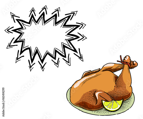 Cartoon image of cooked turkey. An artistic freehand picture.