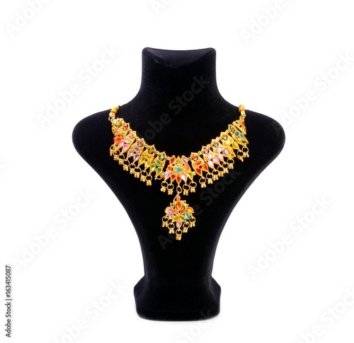 Colorful golden necklace 