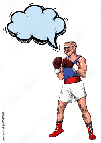 Cartoon image of boxer. An artistic freehand picture.