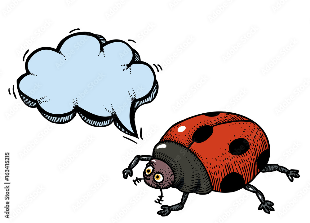 Fototapeta premium Cartoon image of ladybug. An artistic freehand picture.