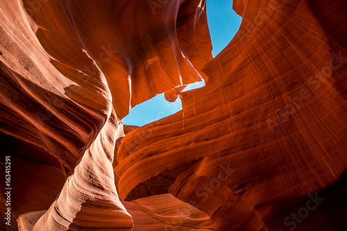 Picturesque Antelope Canyon. Ancient weather-beaten sandstone