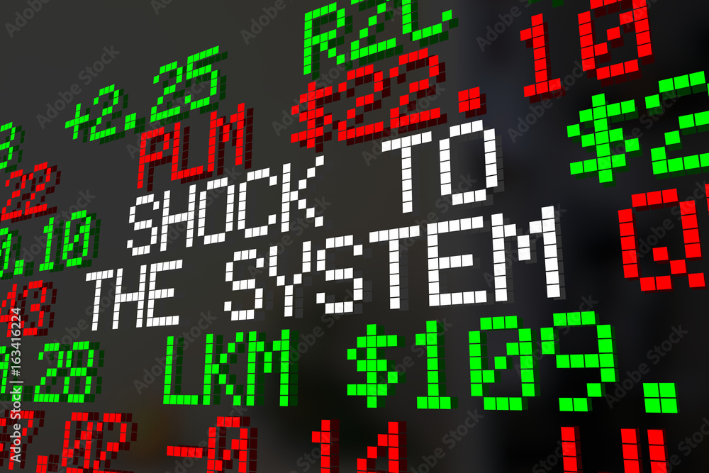 Shock to the System Stock Market Correction Ticker Words 3d Illustration