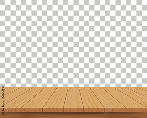 Vector wood table top on isolated background