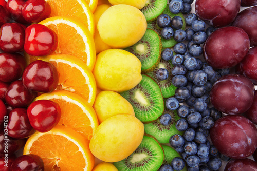 Colorful fruits rows
