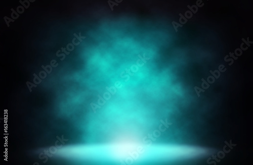 Blue spotlight smoke backdrop. © r_tee