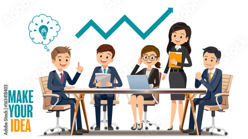 Business meetings together. Make your ideas for growth. Solving problems from working in the office.