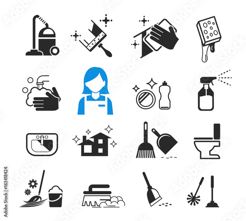 Basic Cleaning day icon concept. Happy housework.