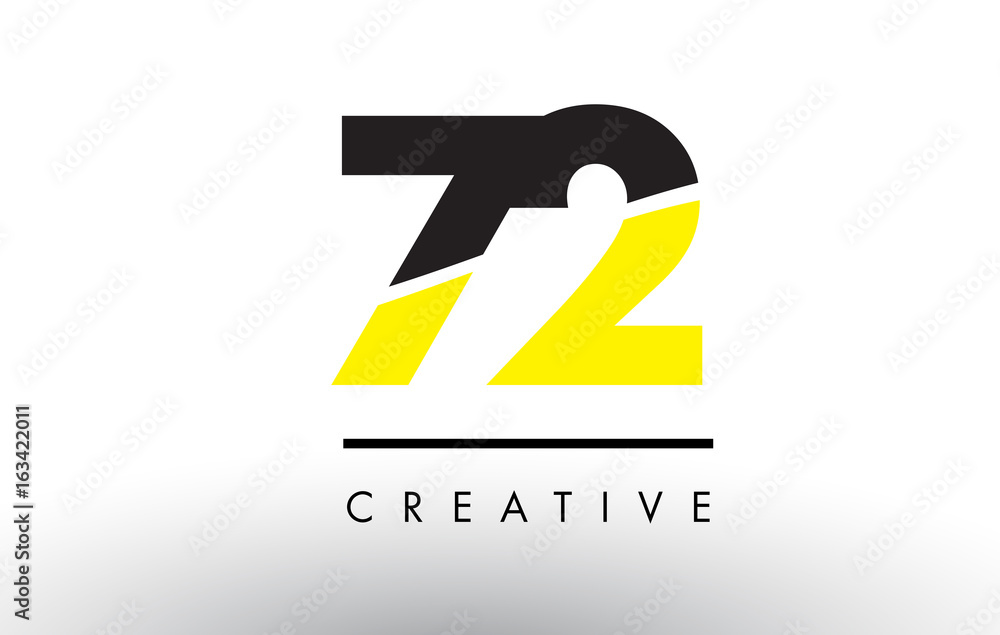 72 Black and Yellow Number Logo Design. 72 Black and Yellow Number Logo Design.